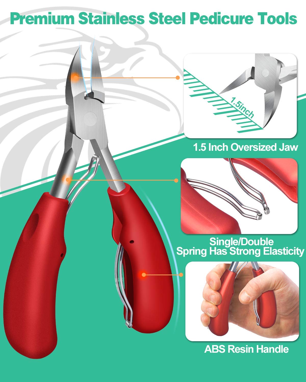 Podiatrist Toenail Clippers, Professional Thick Toenail Clippers for Thick & Ingrown Nails, Wide Jaw Opening Nail Clippers Set Toenail Clippers For Ingrown Manicure, Pedicure, Men, Women, Seniors - Image 4